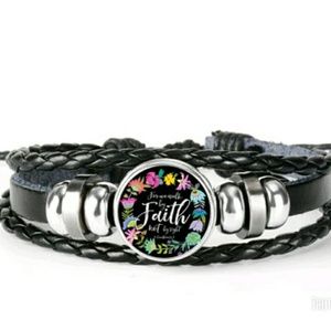 Jewelry - 💕 New Faith glass face button leather bracelet Jewelry - 💕 New Faith glass face button leather bracelet